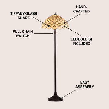 Lee Tiffany Style 62" LED Floor Lamp - JONATHAN Y